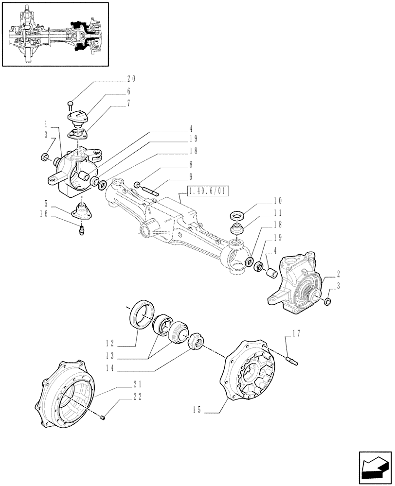 Схема запчастей Case IH MAXXUM 140 - (1.40. 6/02[01]) - (CL.4) FRONT AXLE W/MULTI-PLATE DIFF. LOCK AND STEERING SENSOR - STEERING AXLES AND HUBS - C6683 (VAR.330408) (04) - FRONT AXLE & STEERING