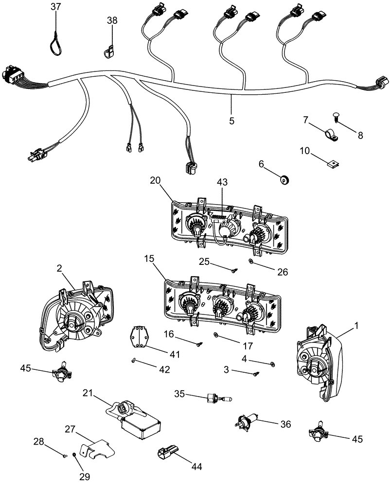 Схема запчастей Case IH MAGNUM 255 - (04-25) - HEADLAMPS (04) - ELECTRICAL SYSTEMS