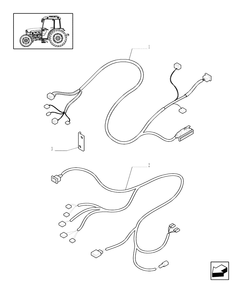 Схема запчастей Case IH JX1095C - (1.75.4/05[02]) - (VAR.839) FRONT PTO LIFT FOR EDC - AUXILIARY CABLES (06) - ELECTRICAL SYSTEMS