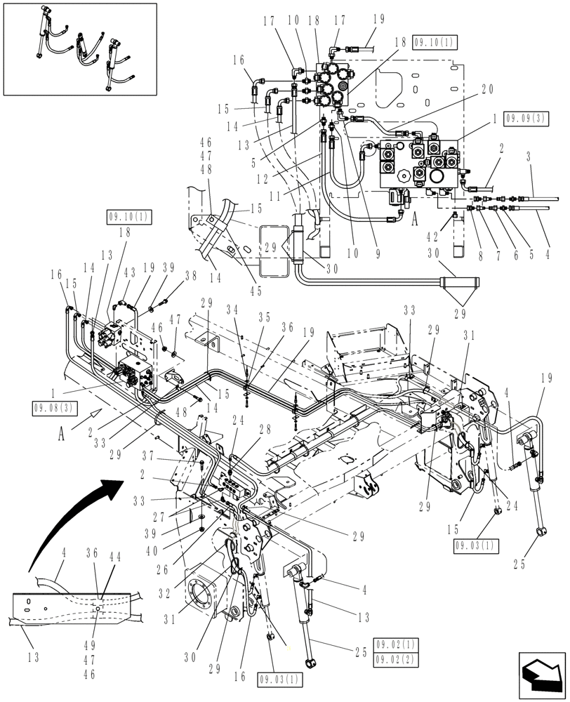 Схема запчастей Case IH WD2303 - (09.07[2]) - DRAPER HYDRAULICS (09) - HEADER LIFT LINKAGE