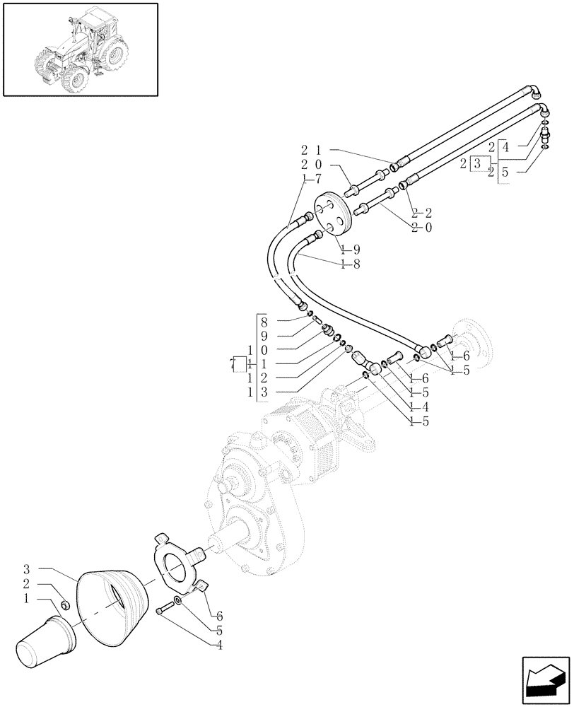 Схема запчастей Case IH MXU110 - (1.80.5/04[02]) - (VAR.558) - GUARDS AND PIPES (07) - HYDRAULIC SYSTEM