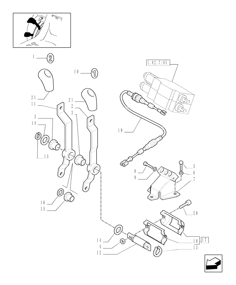 Схема запчастей Case IH JX1085C - (1.92.82/04) - (VAR.028) 2 REAR REMOTE VALVES FOR MID-MOUNT AND EDC - LEVERS (10) - OPERATORS PLATFORM/CAB