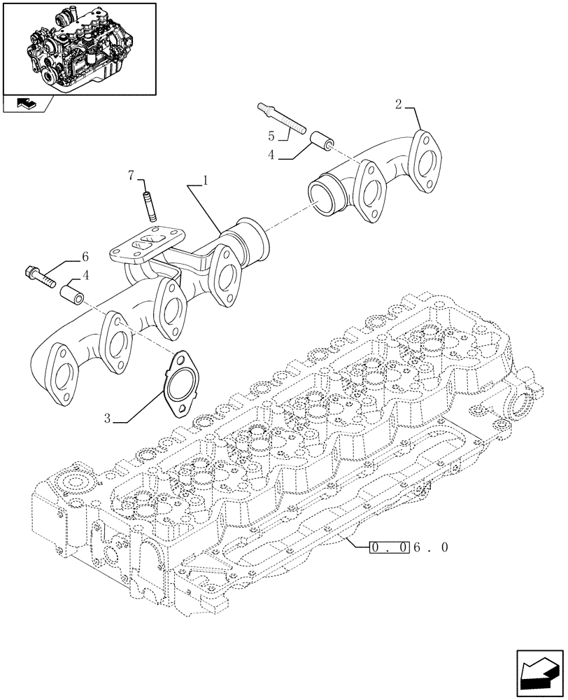 Схема запчастей Case IH F4HE9687M J100 - (0.07.7) - EXHAUST MANIFOLD (2854535) 