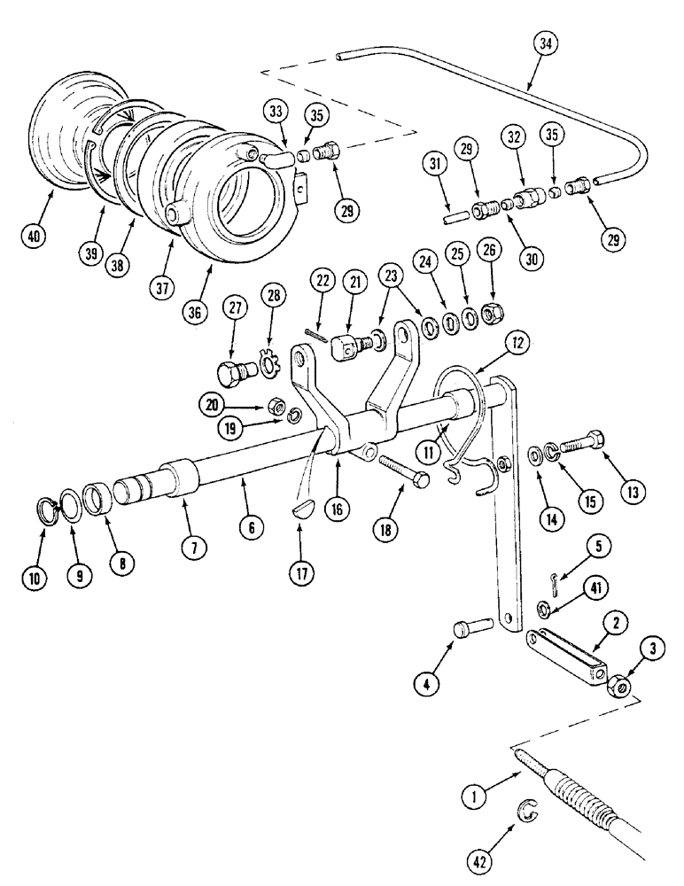 Схема запчастей Case IH 1294 - (6-184) - PTO CLUTCH RELEASE MECHANISM - BORG AND BECK CLUTCH, TRACTORS WITH CAB (06) - POWER TRAIN