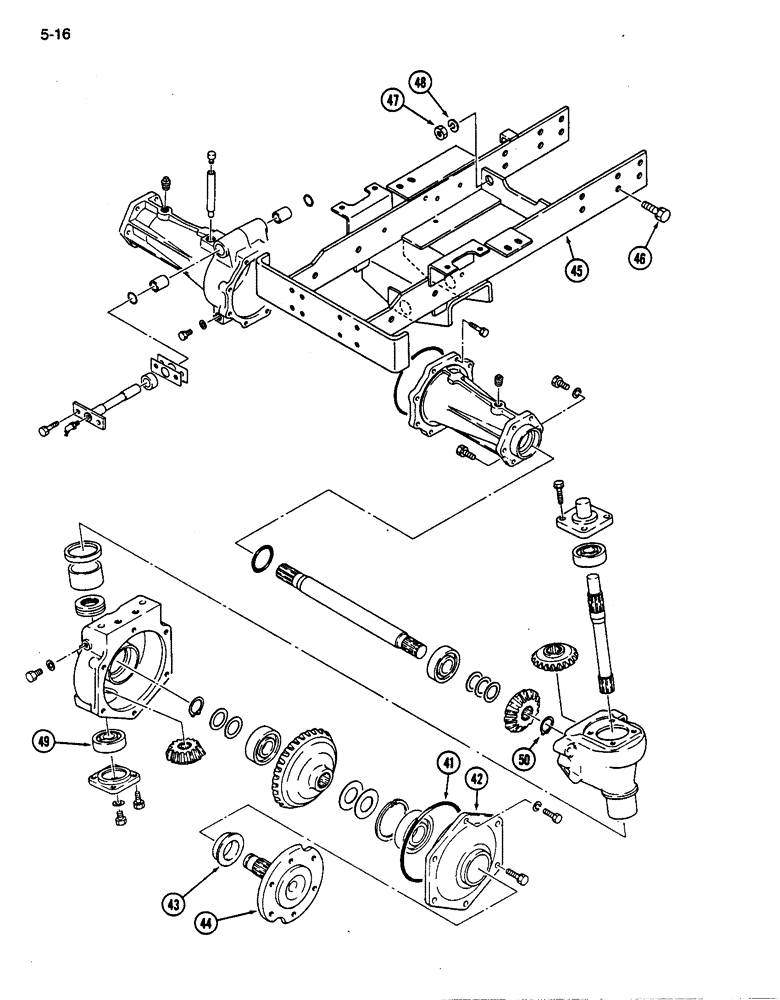 Схема запчастей Case IH 255 - (5-16) - FRONT AXLE HOUSING, AXLE SHAFT AND GEARS, MFD TRACTOR (CONTD) (05) - STEERING