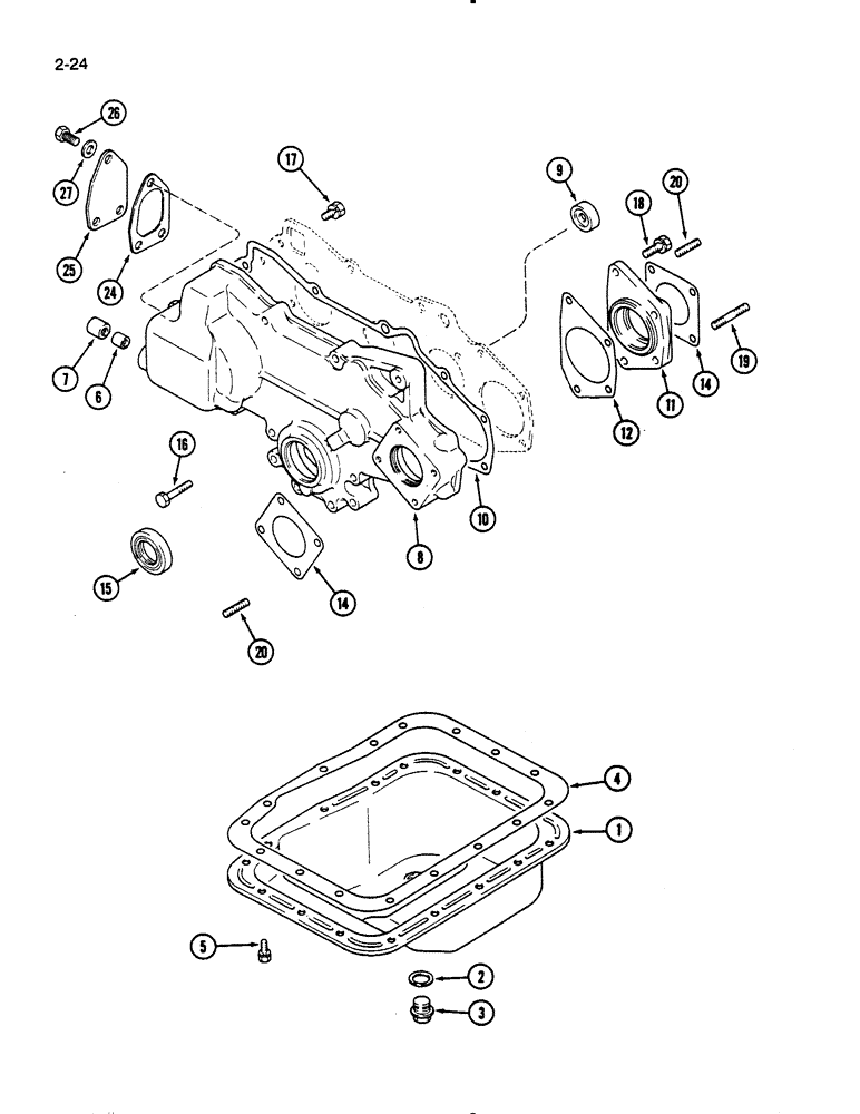 Схема запчастей Case IH 275 - (2-24) - OIL PAN AND FRONT GEAR COVER (02) - ENGINE