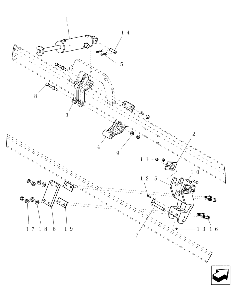 Схема запчастей Case IH SDX30 - (2.050.1) - SUBBAR CYLINDER MOUNT ASSEMBLY (07) - HYDRAULICS