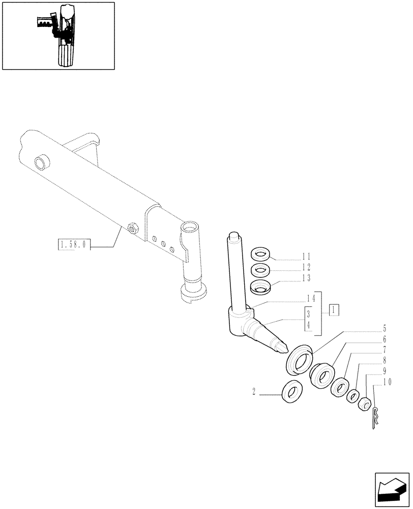 Схема запчастей Case IH JX90 - (1.58.2[02]) - STEERING PIVOT PINS - RELEVANT PARTS (04) - FRONT AXLE & STEERING