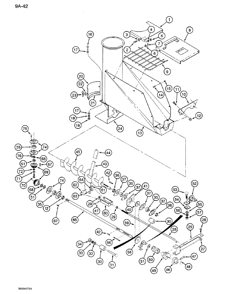 Схема запчастей Case IH 1350 - (9A-042) - HOPPER DRIVE DISCHARGE, 1350 MACHINES (09) - CHASSIS ATTACHMENTS