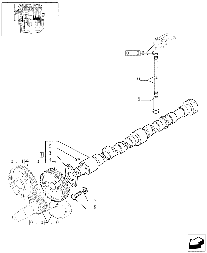 Схема запчастей Case IH JX1075N - (0.12.0) - CAMSHAFT (01) - ENGINE