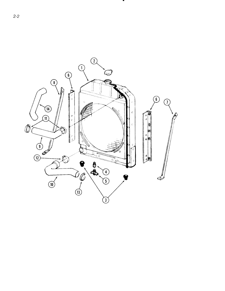 Схема запчастей Case IH 5000 - (2-02) - RADIATOR AND CONNECTIONS, C-232 AND C-258 GAS ENGINE (02) - ENGINE