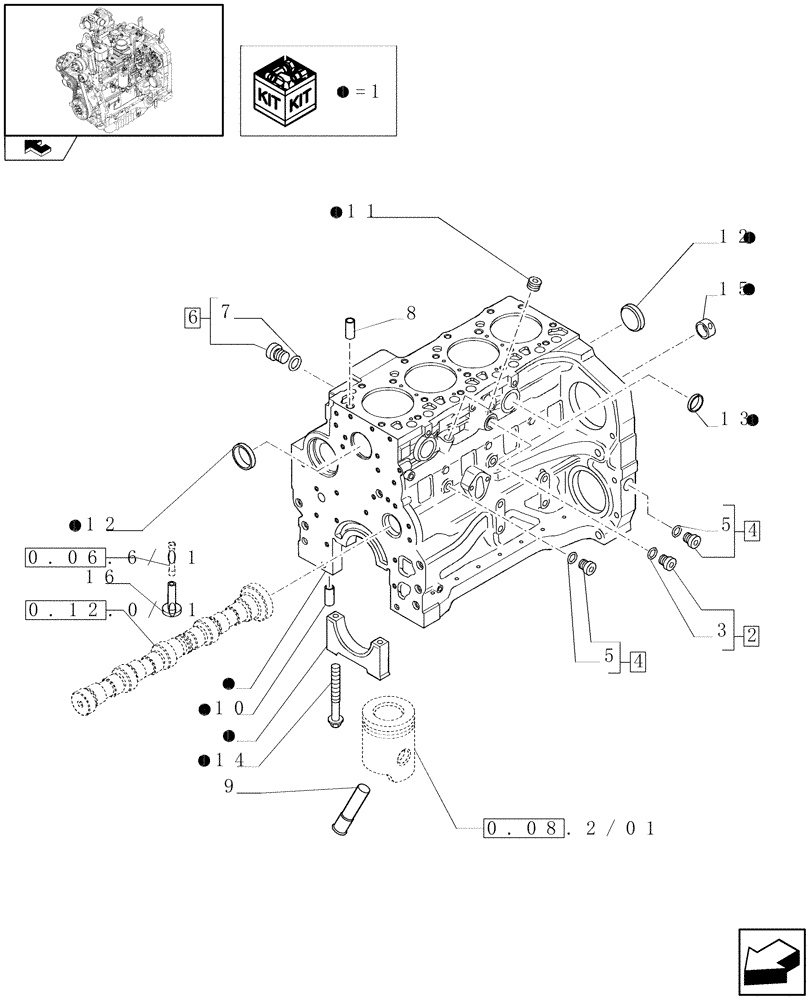 Схема запчастей Case IH FARMALL 95N - (0.04.0/01) - CYLINDER BLOCK & RELATED PARTS (01) - ENGINE