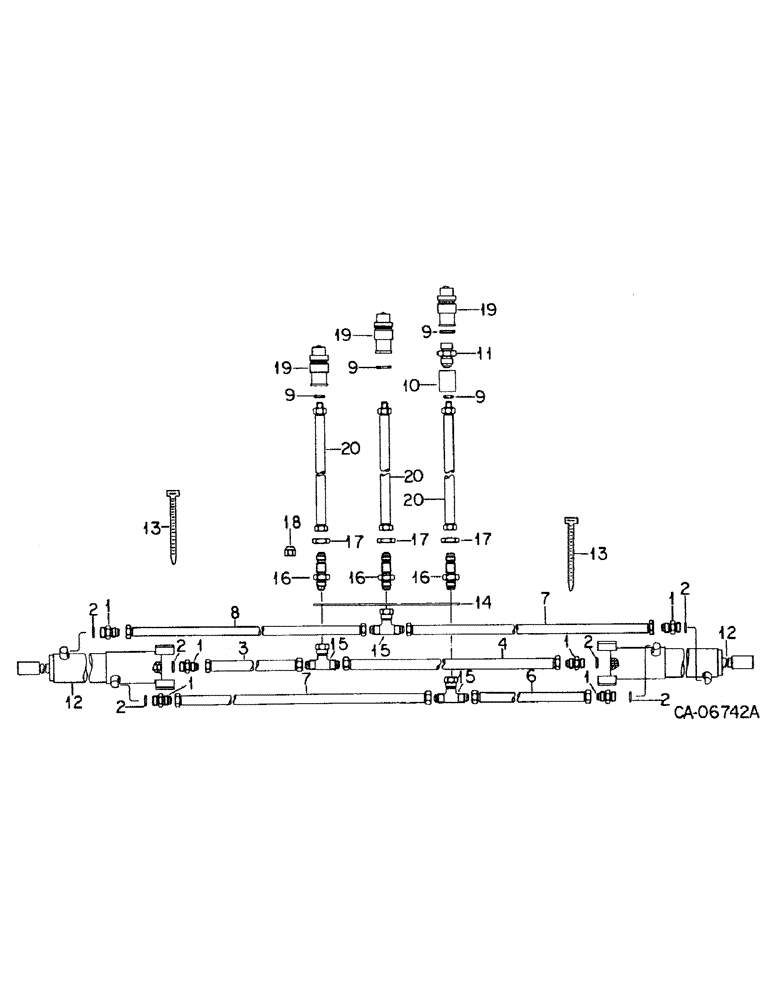 Схема запчастей Case IH 133 - (A-12) - HYDRAULIC CONNECTIONS, UNITS Z THROUGH AD, AM, AND AU (08) - HYDRAULICS