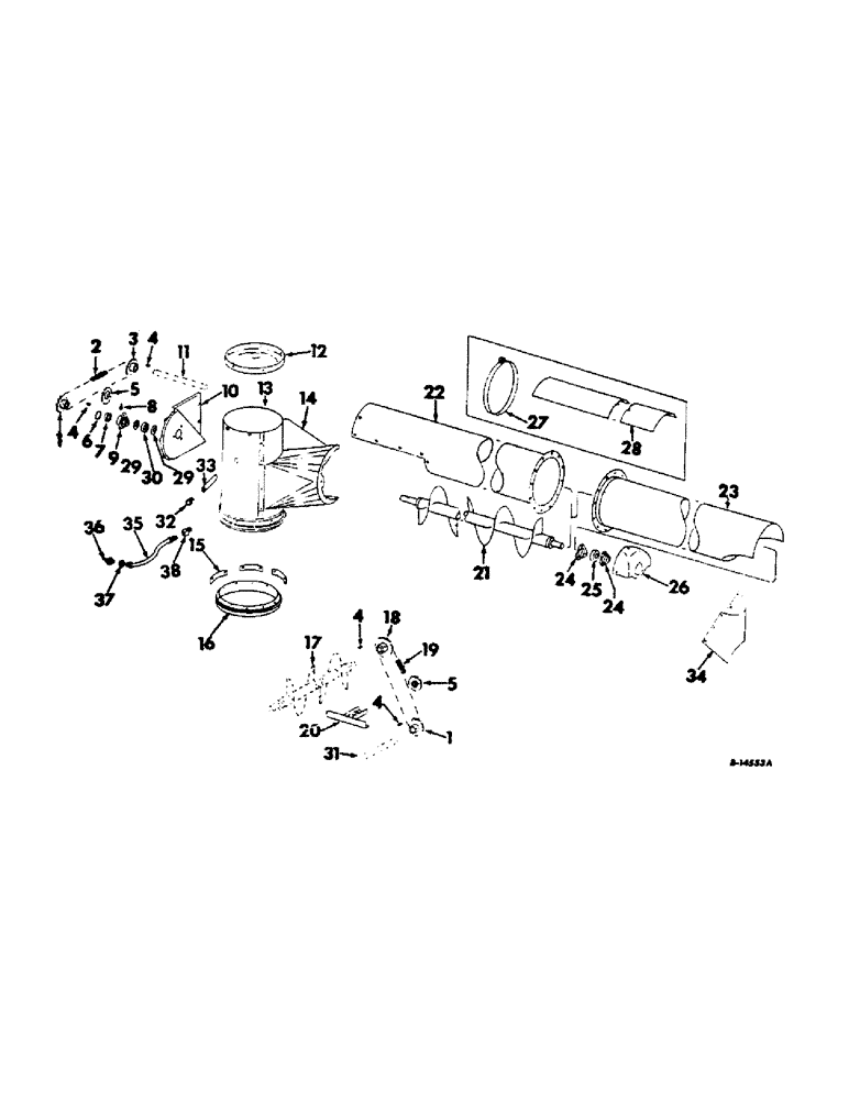 Схема запчастей Case IH 815 - (T-09) - GRAIN TANK AND BAGGER, UPPER UNLOADER AUGER AND DRIVE Grain Tank