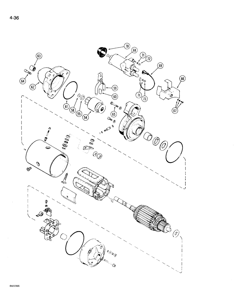 Схема запчастей Case IH 9210 - (4-036) - STARTER ASSEMBLY (CONTD) (04) - ELECTRICAL SYSTEMS