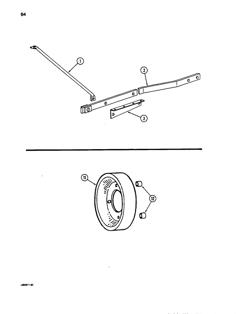 Схема запчастей Case IH 5100 - (064) - TRAILING HITCH DRAWBAR, DEPTH BANDS 