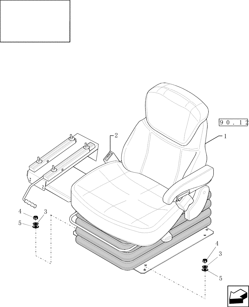 Схема запчастей Case IH 7010 - (90.124.02) - SEAT, OPERATOR (90) - PLATFORM, CAB, BODYWORK AND DECALS