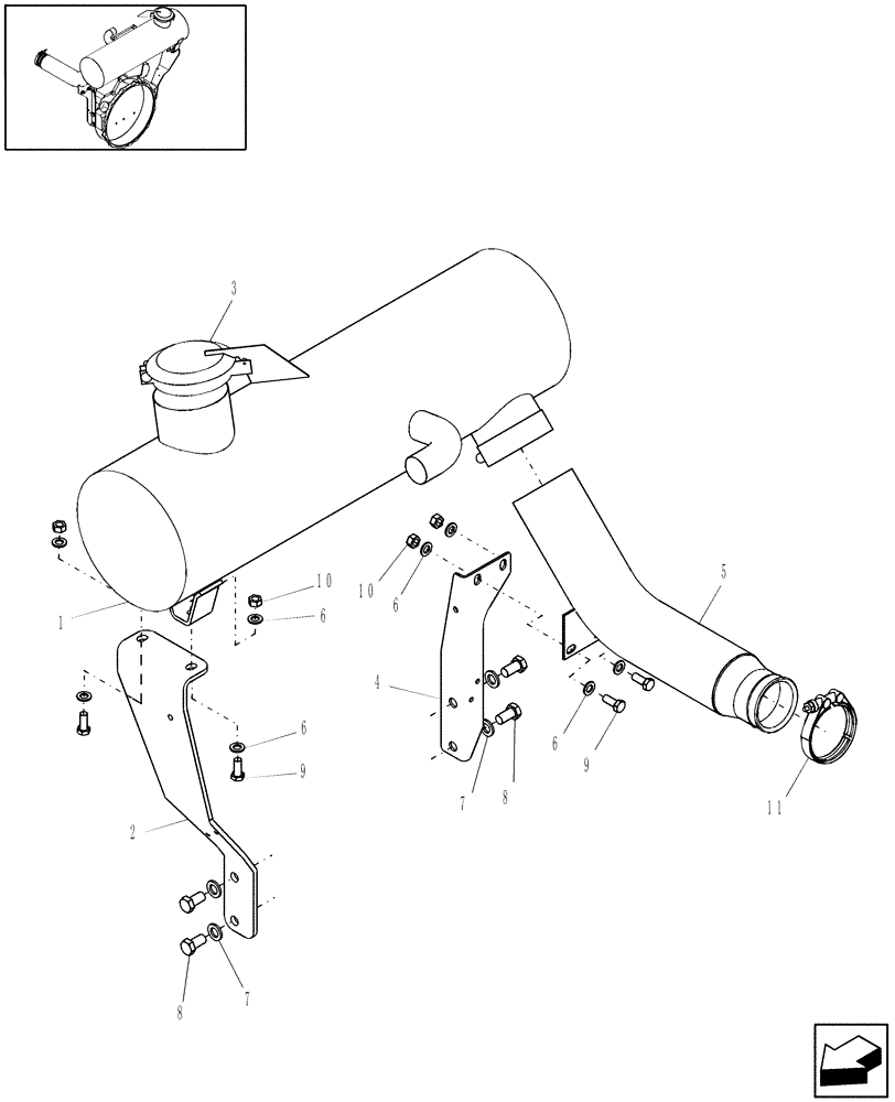 Схема запчастей Case IH 9010 - (10.254.11[01]) - MUFFLER & EXHAUST - 7010/8010 (10) - ENGINE