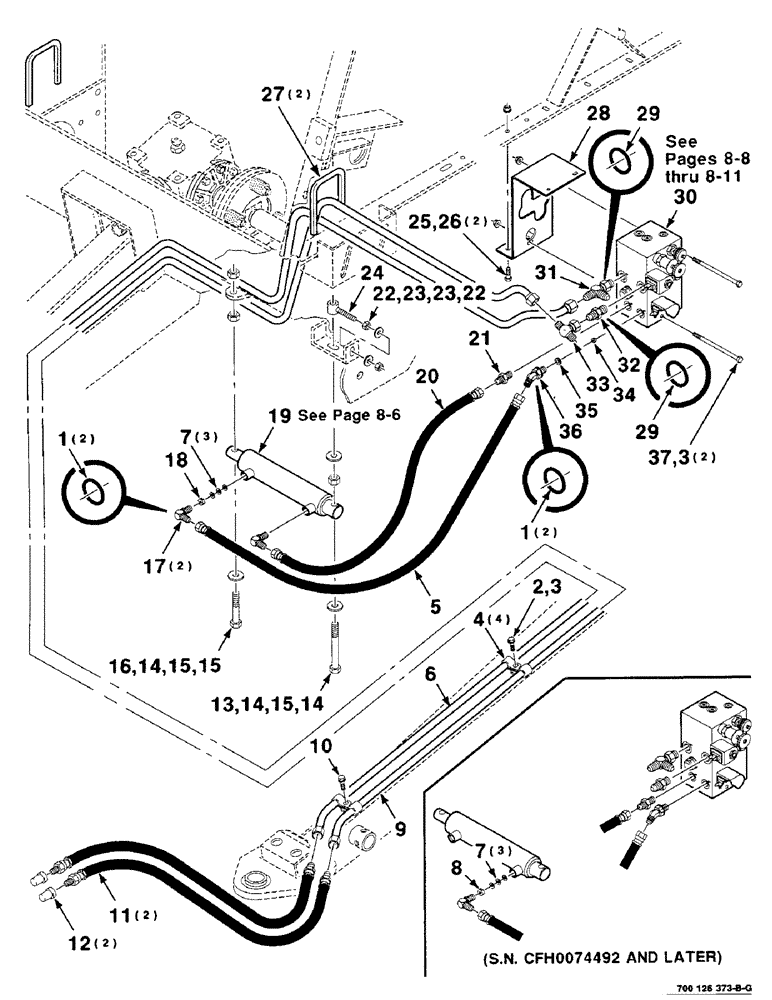 Схема запчастей Case IH 8465T - (8-04) - HYDRAULIC ASSEMBLY, THREADER, SERIAL NUMBER CFH0074012 AND LATER (07) - HYDRAULICS