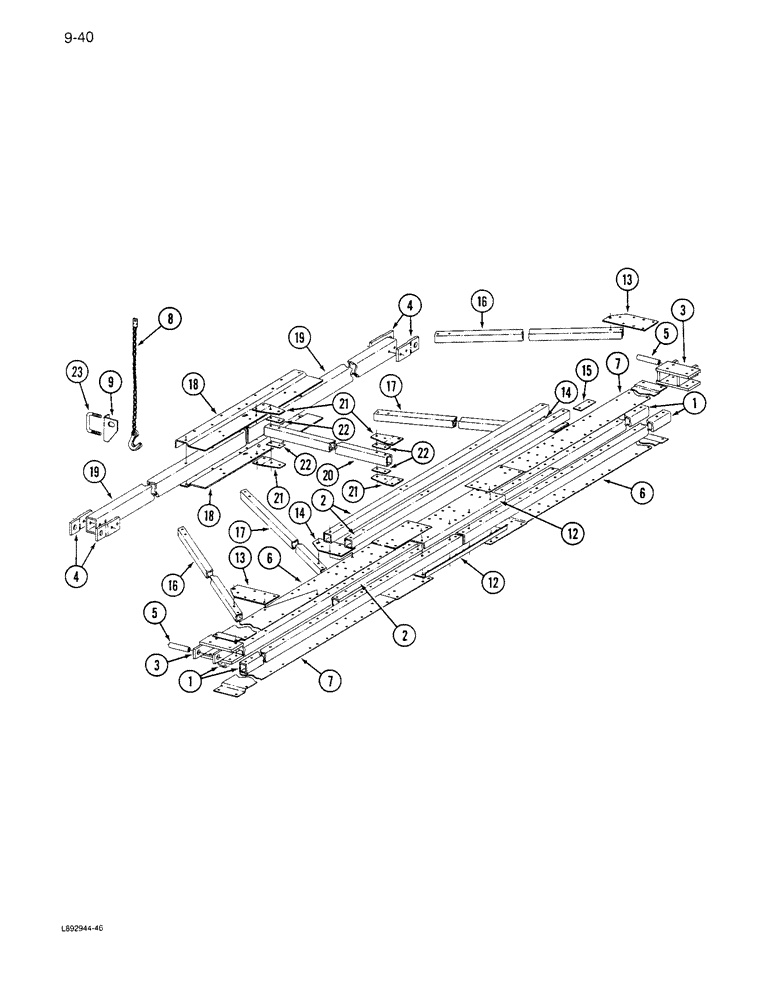 Схема запчастей Case IH 6300 - (9-040) - CENTER HITCH AND STABILIZER FOUR DRILL, 24 X 6, 28 X 6, 20 X 7 AND 24 X 7 (09) - CHASSIS/ATTACHMENTS