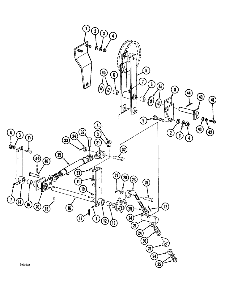 Схема запчастей Case IH 1800 - (9B-10) - FAN PULLEY LINKAGE, USED WITH 8 INCH DIAMETER IDLER PULLEY (15) - HANDLING SYSTEM