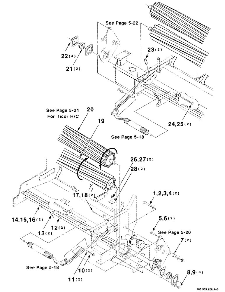 Схема запчастей Case IH 8312 - (5-16) - HAY CONDITIONER ASSEMBLY (58) - ATTACHMENTS/HEADERS