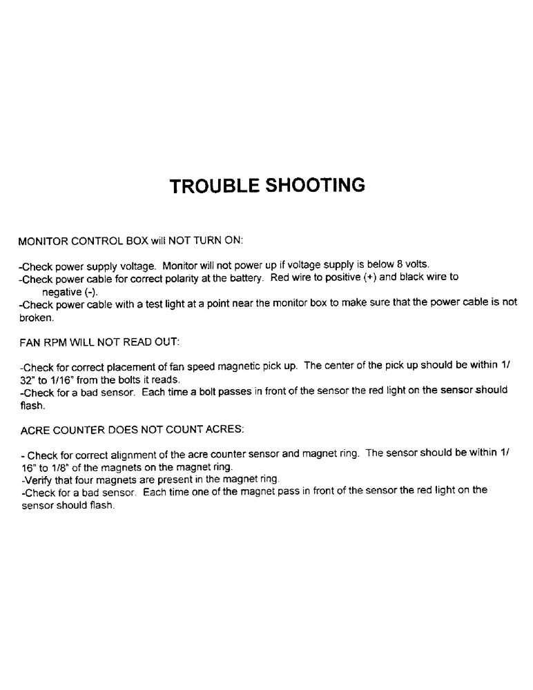 Схема запчастей Case IH 1100 - (C10) - TROUBLE SHOOTING 