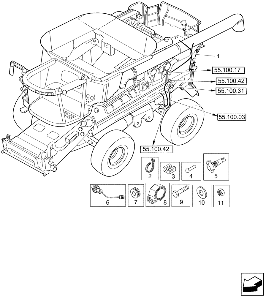 Схема запчастей Case IH 9010 - (55.100.30[02]) - WIRE HARNESS, STRAWHOOD - REAR - 9010 (55) - ELECTRICAL SYSTEMS