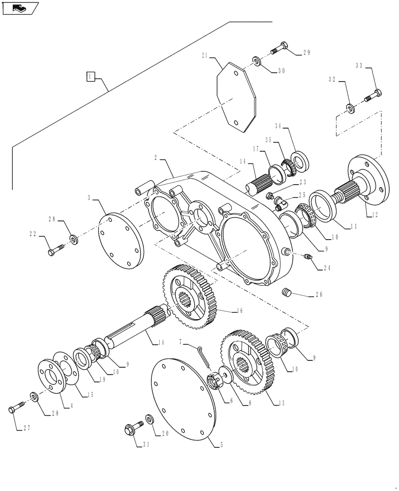 Схема запчастей Case IH RD163 - (58.100.03) - DRIVE GEARBOX (58) - ATTACHMENTS/HEADERS