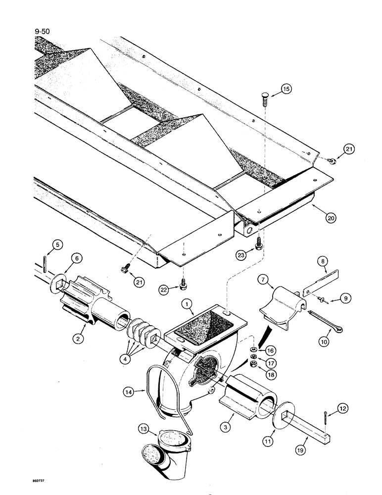 Схема запчастей Case IH 8500 - (9-050) - GRAIN FEED PARTS, UNITS WITH 7 AND 10 INCH ROW SPACING, 33 FOOT WIDE DRILL (09) - CHASSIS/ATTACHMENTS