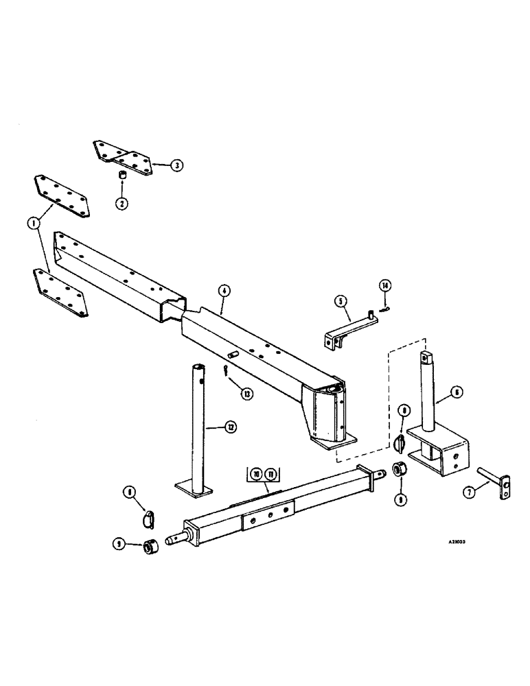 Схема запчастей Case IH 3300-SERIES - (12) - HITCH TONGUE AND DRAWBAR, ON LAND HITCH 