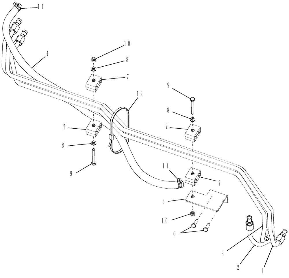 Схема запчастей Case IH FARMALL 31 - (04.08.01) - POWER STEERING LINES (04) - FRONT AXLE & STEERING