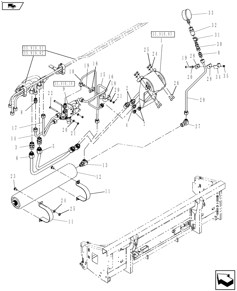 Схема запчастей Case IH 3016 - (35.910.07) - HYDRAULIC FLOTATION, HYDRAULICS (35) - HYDRAULIC SYSTEMS