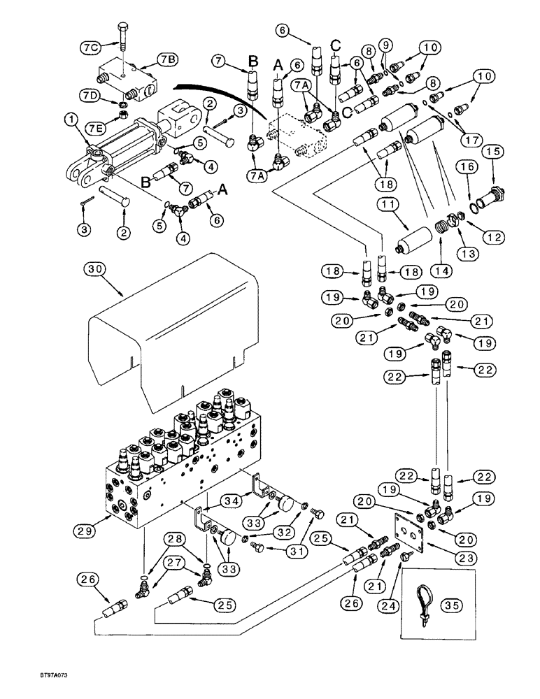 Схема запчастей Case IH 955 - (8-032) - TRACTOR TO PLANTER HYDRAULIC SYSTEM, HYDRAULIC VALVE BLOCK MOUNTING W/ VICKERS CONTROL VALVE (08) - HYDRAULICS