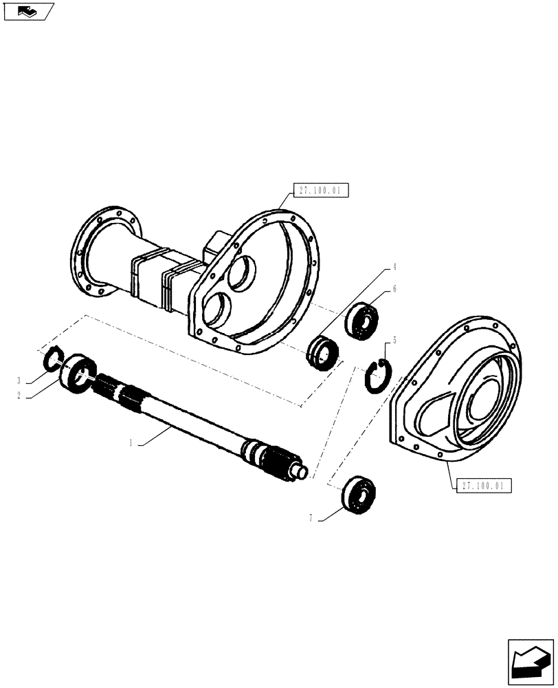 Схема запчастей Case IH FARMALL 65A - (27.126.05) - REAR AXLE - FINAL DRIVE SHAFT (27) - REAR AXLE SYSTEM