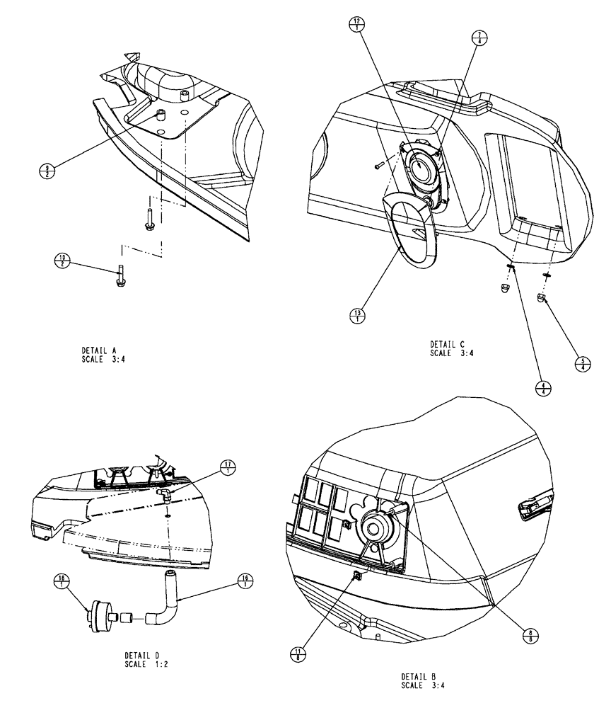 Схема запчастей Case IH FLX4010 - (01-010[02]) - CONSOLE ASSEMBLY, OVERHEAD (10) - CAB