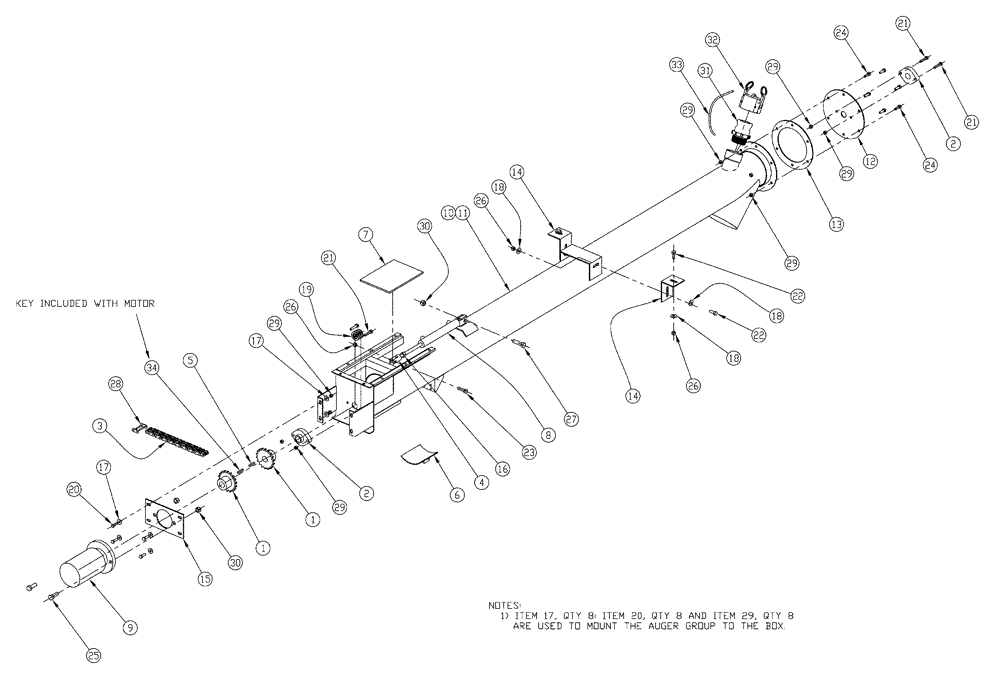 Схема запчастей Case IH 438 - (02-038) - 6” AUGER TUBE GROUP, DOUBLE & TRIPLE BIN, 37 & 50 CU. FT Bin Group