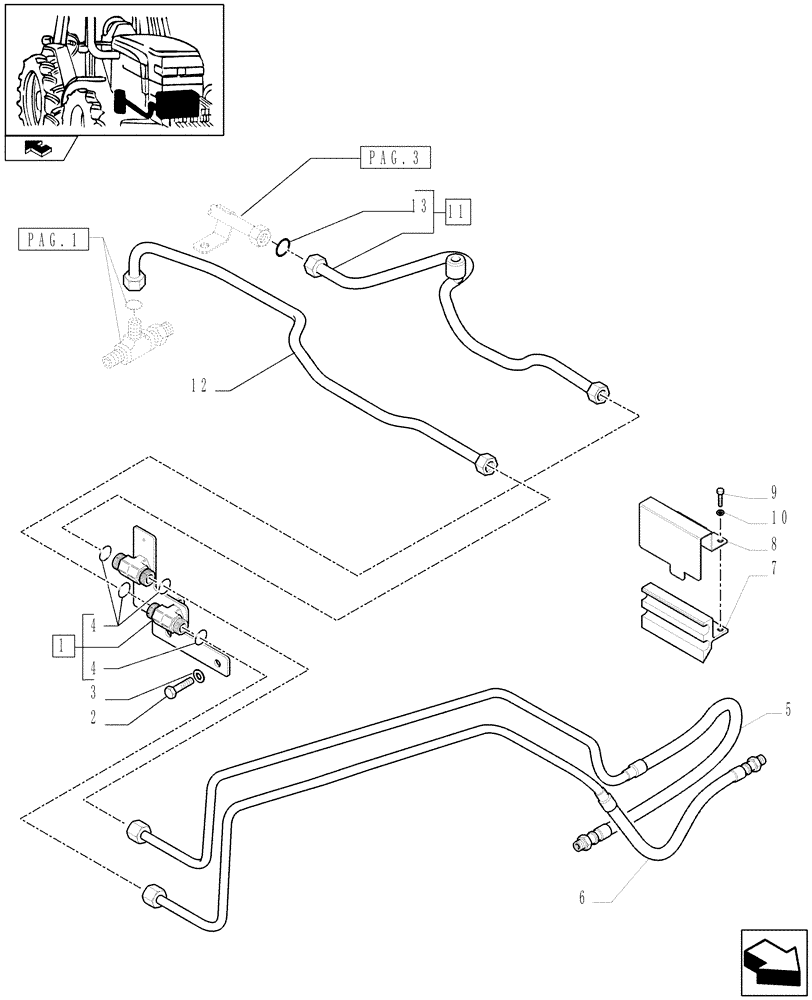 Схема запчастей Case IH PUMA 140 - (1.29.7[04]) - SEMI POWER SHIFT - TRANSMISSION OIL COOLER PIPES (03) - TRANSMISSION