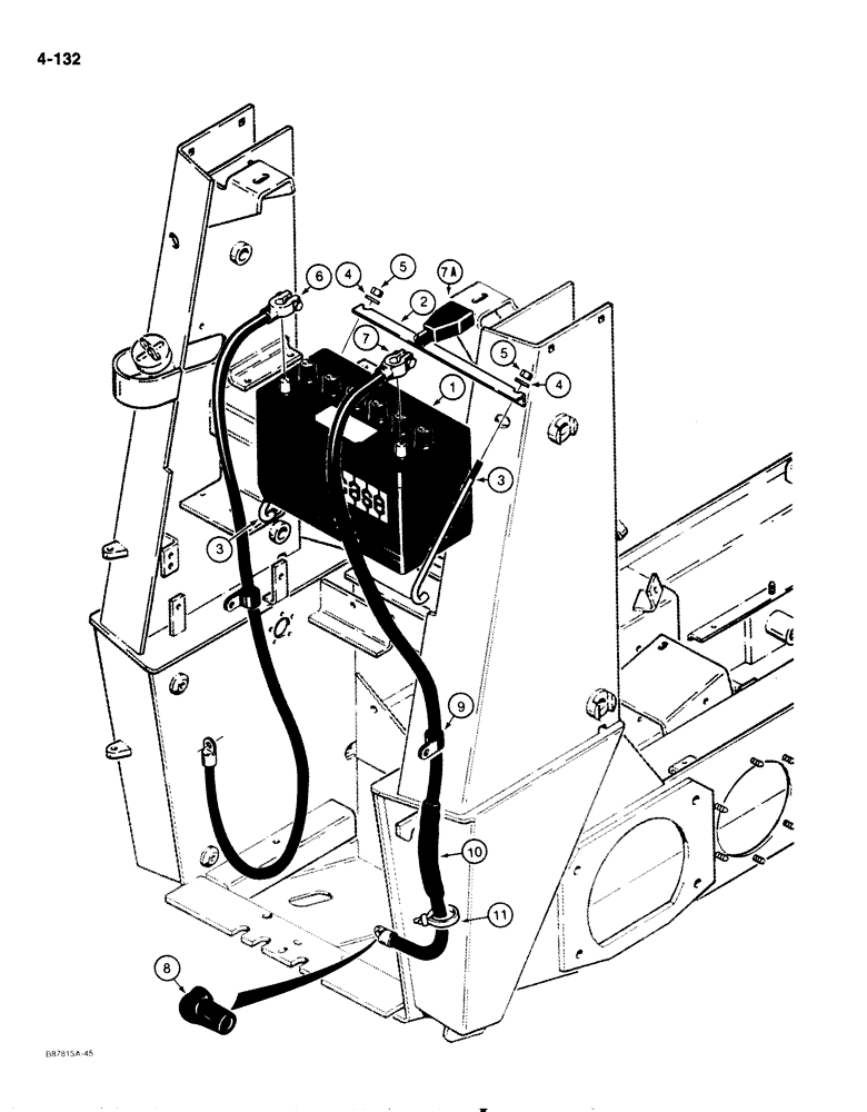 Схема запчастей Case IH 1818 - (4-132) - BATTERY AND CABLES, GASOLINE MODELS (04) - ELECTRICAL SYSTEMS