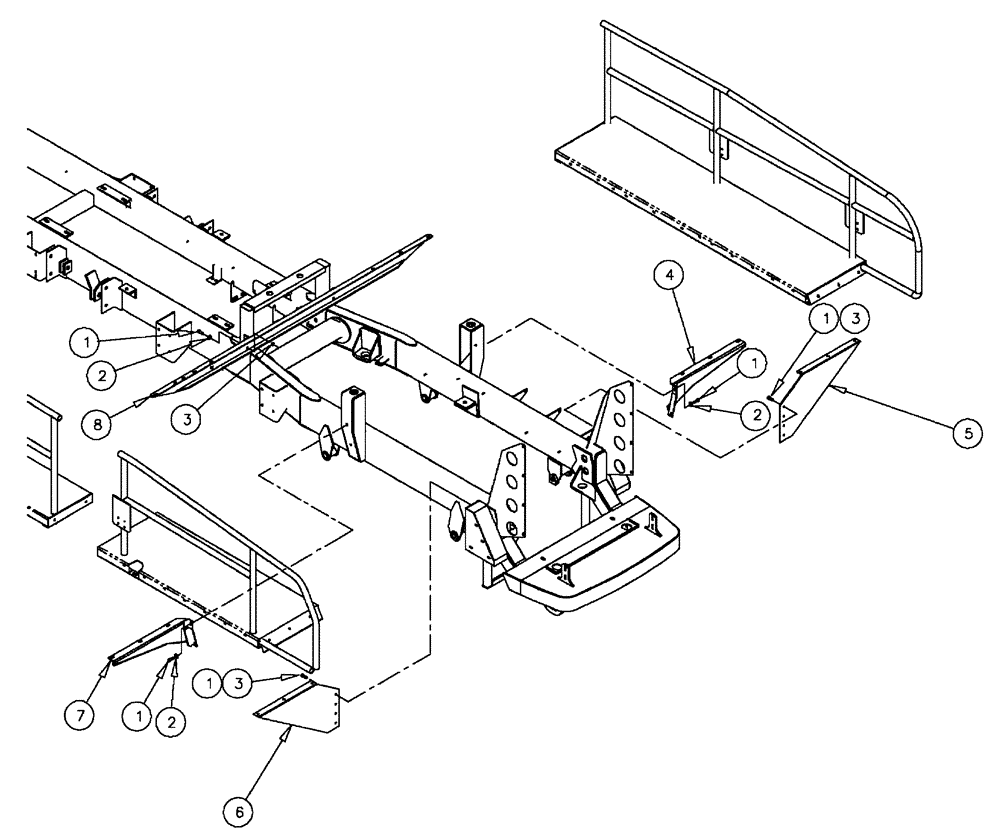 Схема запчастей Case IH FLX4300 - (04-014) - WALKWAY MOUNTS, 4 WHEEL Frame & Suspension