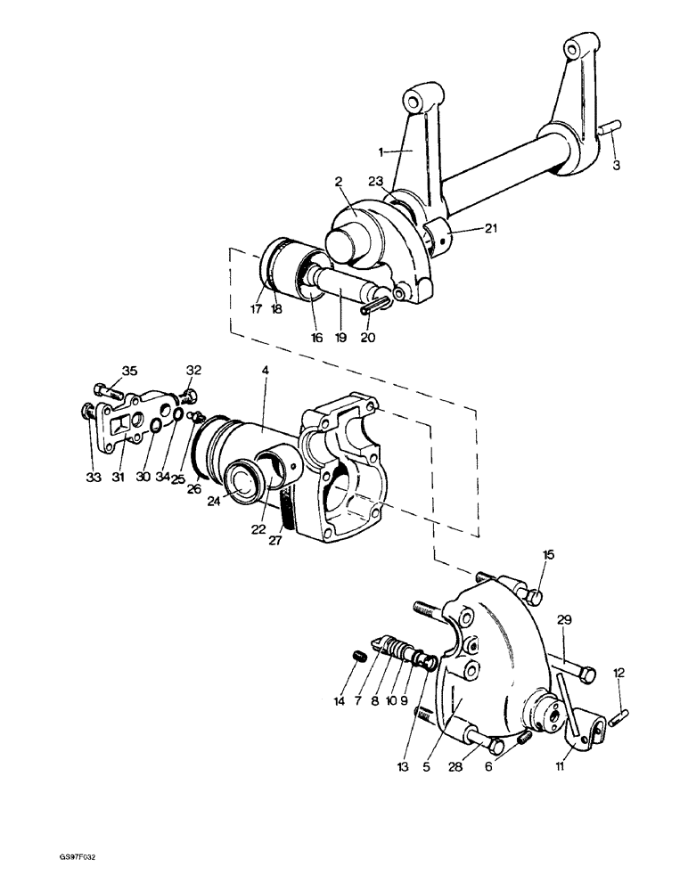 Схема запчастей Case IH 885N - (8-22) - RAMSHAFT AND RAM CYLINDER, 885 NARROW TRACTORS (08) - HYDRAULICS