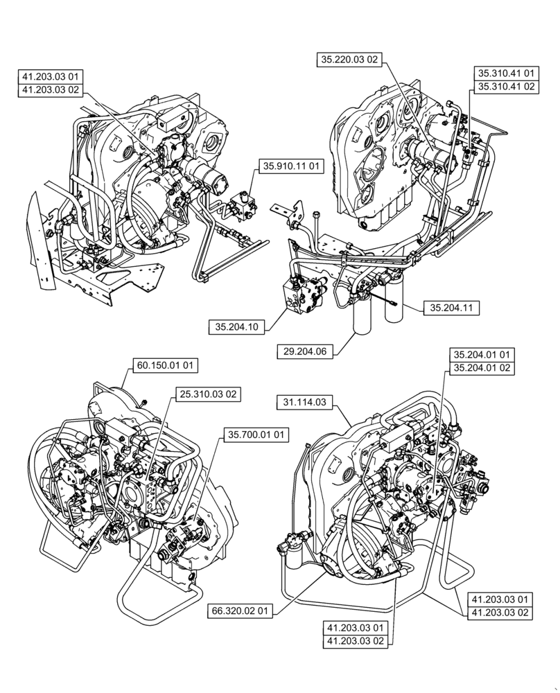 Схема запчастей Case IH 8010 - (35.000.00[01]) - SECTION INDEX - HYDRAULICS, ENGINE GEARBOX (35) - HYDRAULIC SYSTEMS
