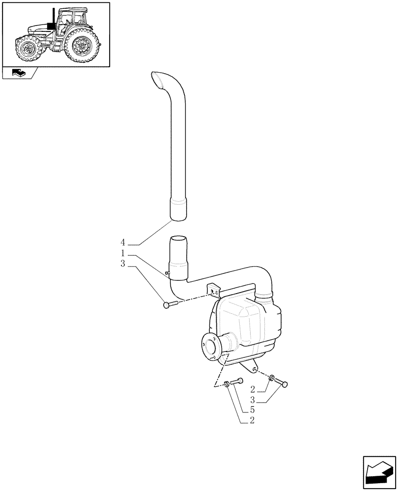 Схема запчастей Case IH FARMALL 85U - (1.15.1[02]) - MUFFLER - L/CAB (02) - ENGINE EQUIPMENT