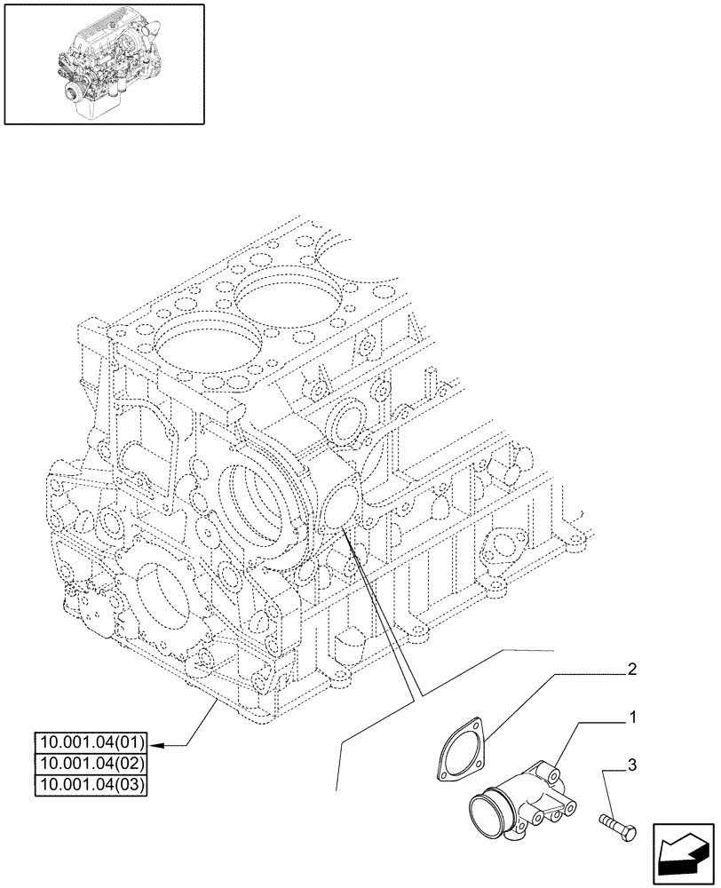 Схема запчастей Case IH 9120 - (10.402.04[03]) - WATER PUMP PIPES - 9120 (10) - ENGINE