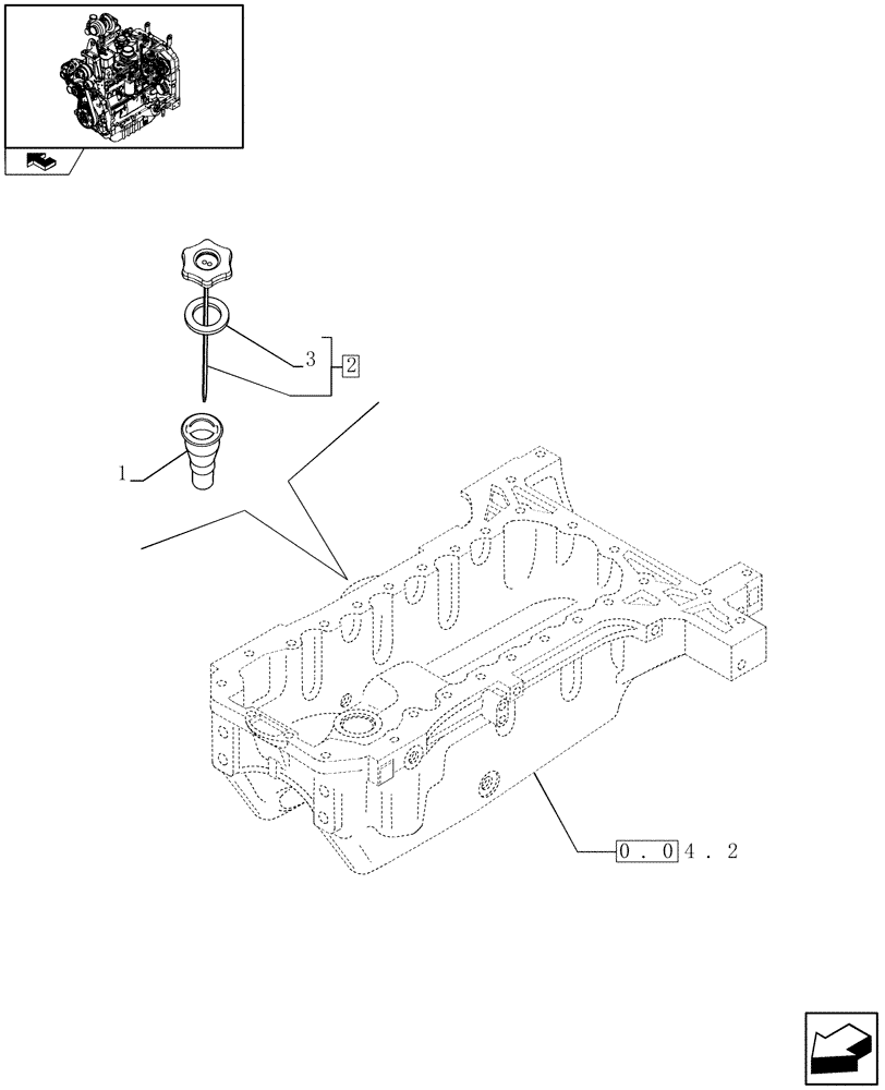 Схема запчастей Case IH FARMALL 95U - (0.27.0) - ENGINE OIL DIPSTICK (01) - ENGINE