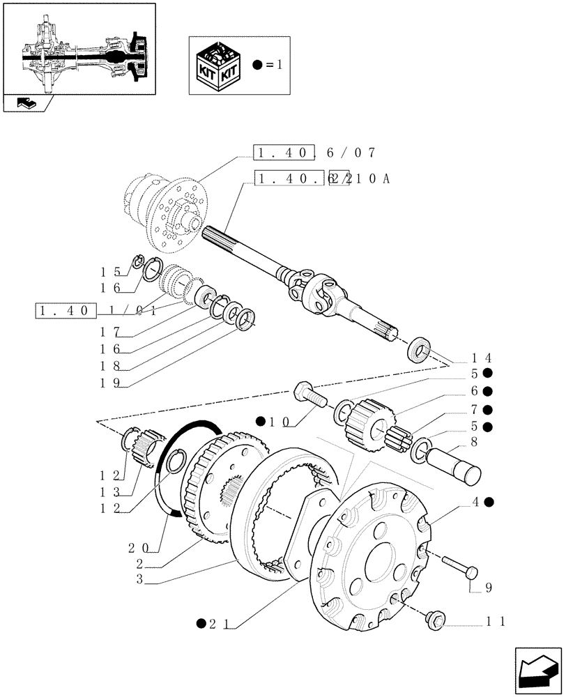 Схема запчастей Case IH FARMALL 80 - (1.40.6/10) - STANDARD FRONT AXLE W/LIMITED SLIP DIFF, W/ FRONT BRAKES - DIFF.GEARS AND SHAFT (VAR.335324-336324-743907-743552) (04) - FRONT AXLE & STEERING