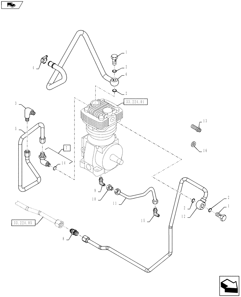 Схема запчастей Case IH PUMA 145 - (33.224.03) - VAR - 332727, 743692, 332737, 743693, 332739, 743694 - PNEUMATIC TRAILER BRAKE - LINES (33) - BRAKES & CONTROLS