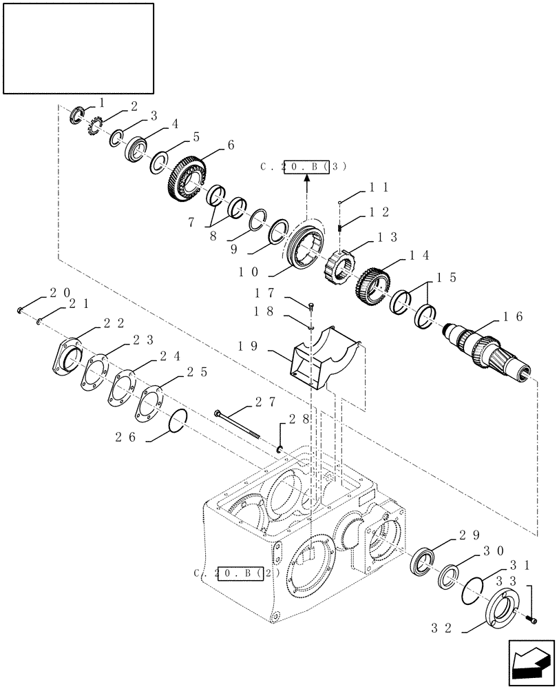 Схема запчастей Case IH AFX8010 - (C.20.B.43[1]) - MECHANICAL TRANSMISSION, INPUT SHAFT C - Power Train