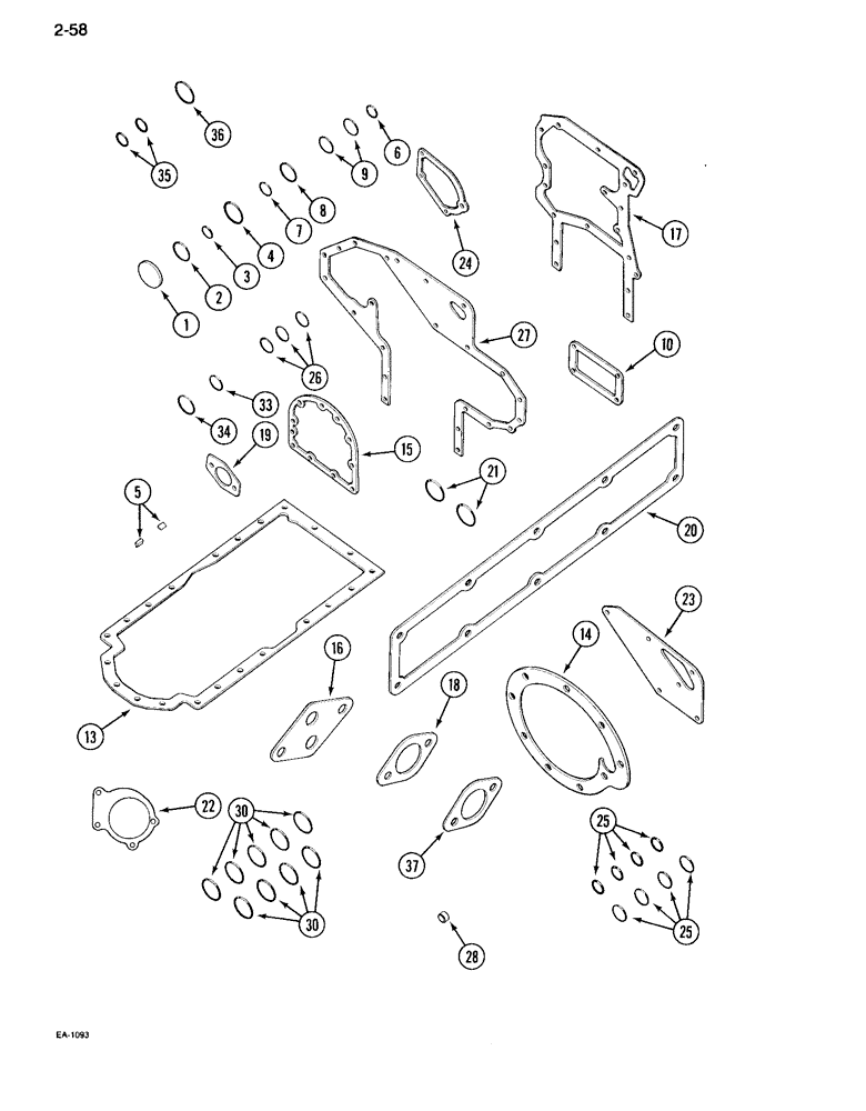 Схема запчастей Case IH 995 - (2-58) - ENGINE SERVICE KIT, CRANKCASE GASKETS (02) - ENGINE