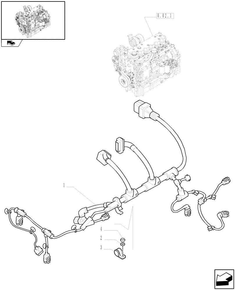 Схема запчастей Case IH PUMA 115 - (0.41.3) - CONNECTIONS CABLE FOR ENGINE INJECTION (01) - ENGINE